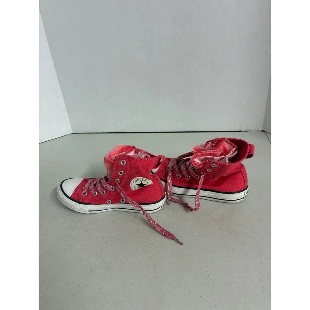 Converse Chuck Taylor All Star Pink Tulle Ruffle Glitter Lace‎ High Top Kids 13